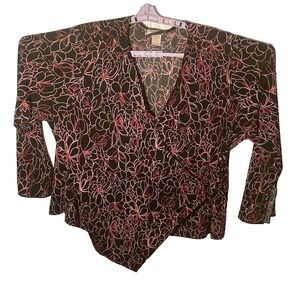 Fashion Bug Women Multicolor Abstract Floral Print Wrapped Blouse Top Size 22/24